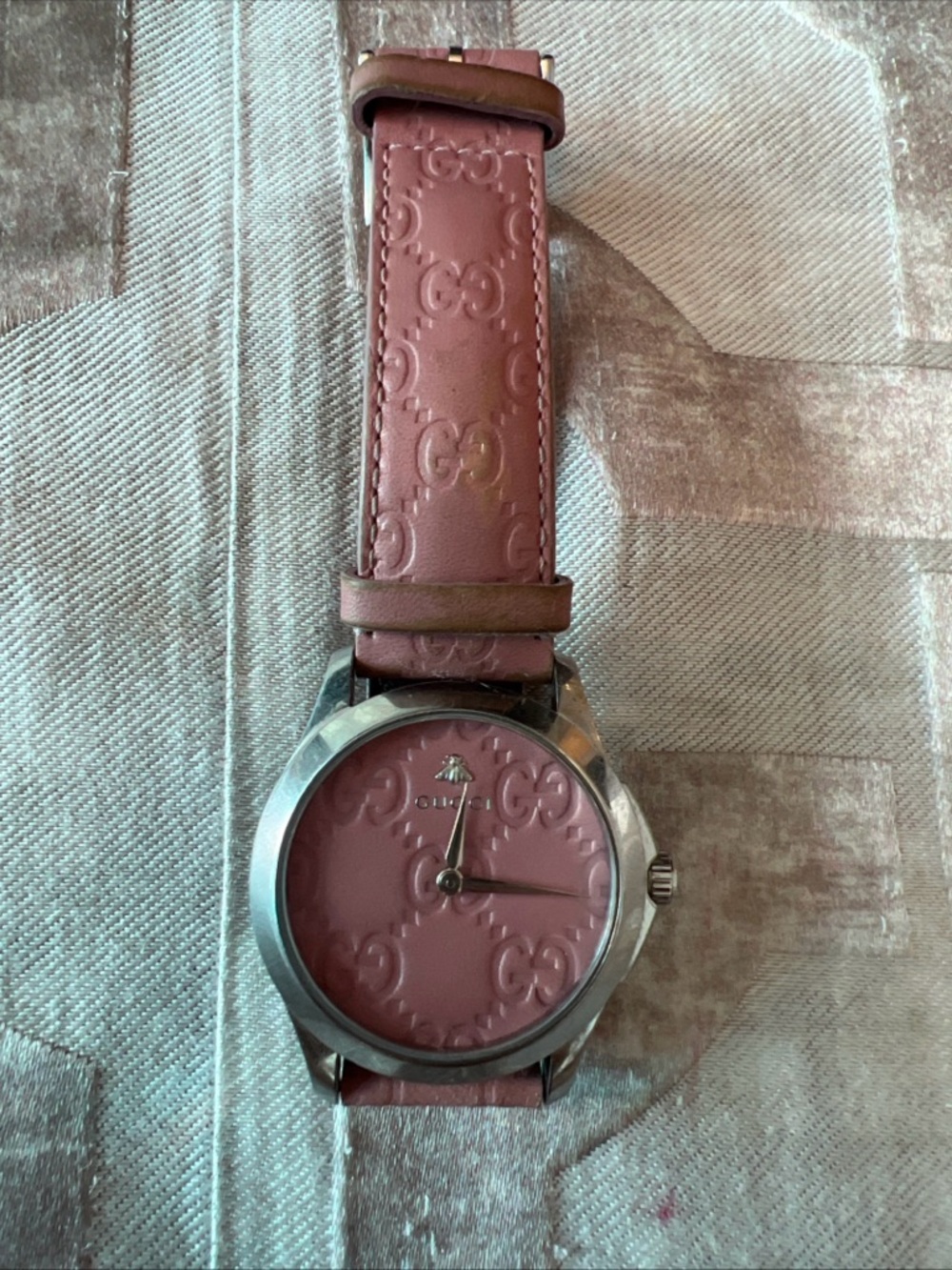 Women Pink Gucci Watch Leather Stainless Steel Swiss Made - Picture 8 of 8